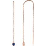 14k Rose Natural Blue Sapphire Chain Earrings