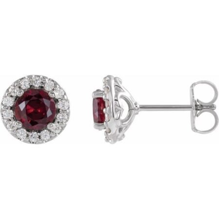 Platinum Lab-grown Ruby & 1/4 Ctw Natural Diamond Earrings