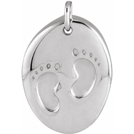 14k White Engravable Tiny Footprint Pendant