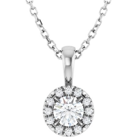 Platinum 4 Mm Natural Diamond & .05 Ctw Natural Diamond 16-18' Necklace