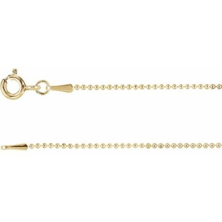 14k Yellow 1 Mm Hollow Bead 16' Chain