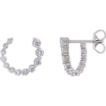 14k White 1/2 Ctw Natural Diamond Front-back Earrings