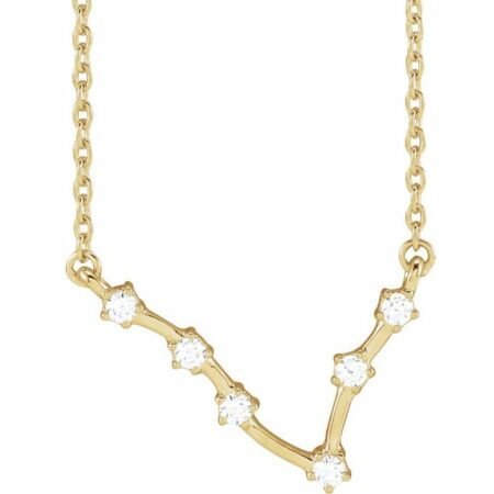 14k Yellow 1/8 Ctw Natural Diamond Pisces 16-18' Necklace