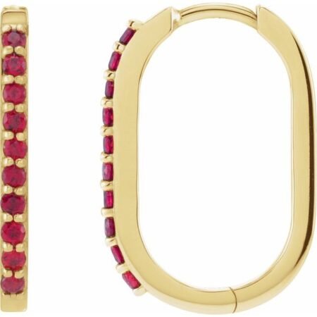 14k Yellow Lab-grown Ruby 20 Mm Hoop Earrings