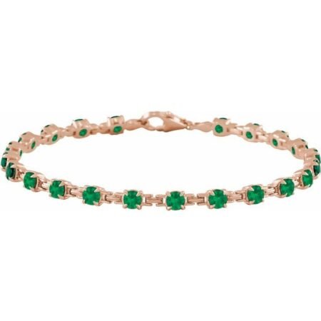 14k Rose Lab-grown Emerald 7 1/4' Line Bracelet