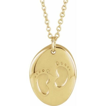 14k Yellow Engravable Tiny Footprint 18' Necklace