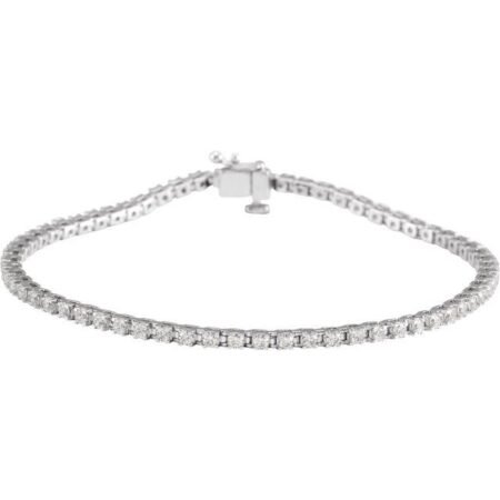 14k White 2 Ctw Lab-grown Diamond Line 7 1/4' Bracelet