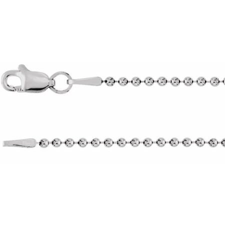 14k White 1.5 Mm Hollow Bead 16' Chain