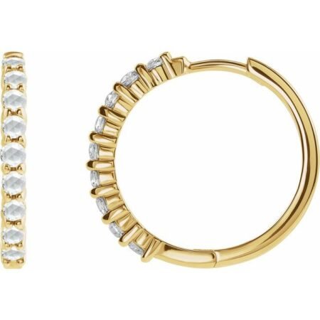 14k Yellow 1/3 Ctw Rose-cut Natural Diamond Hinged 20 Mm  Hoop Earrings