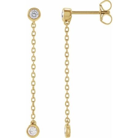 14k Yellow 1/4 Ctw Lab-grown Diamond Chain Earrings