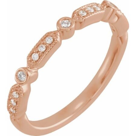 14k Rose 1/8 Ctw Natural Diamond Anniversary Band