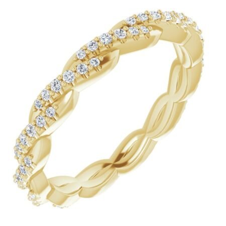 14k Yellow 1/4 Ctw Natural Diamond Twisted Eternity Band Size 6