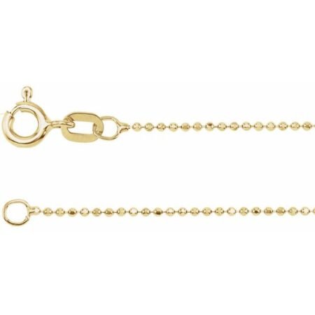 14k Yellow 1 Mm Diamond-cut Bead 7' Chain