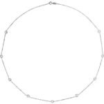 Sterling Silver 4 Mm Round Imitation White Cubic Zirconia 9-station 18' Necklace
