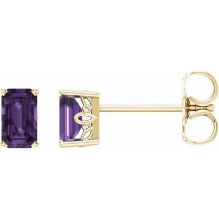 14k Yellow Natural Amethyst Earrings