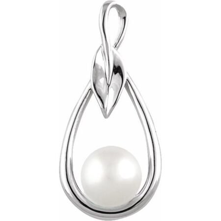 14k White Cultured White Freshwater Pearl Pendant