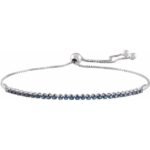 14k White Natural Blue Sapphire Adjustable 9 1/2' Bolo Bracelet
