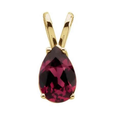 14k Yellow Natural Rhodolite Garnet Pendant