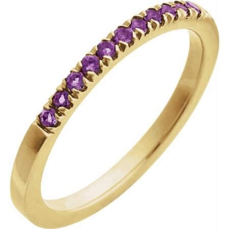 14k Yellow Natural Amethyst Stackable Ring
