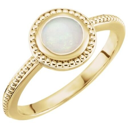 14k Yellow Natural White Opal Ring