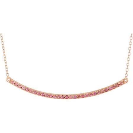 14k Rose Natural Pink Sapphire Bar 16-18' Necklace
