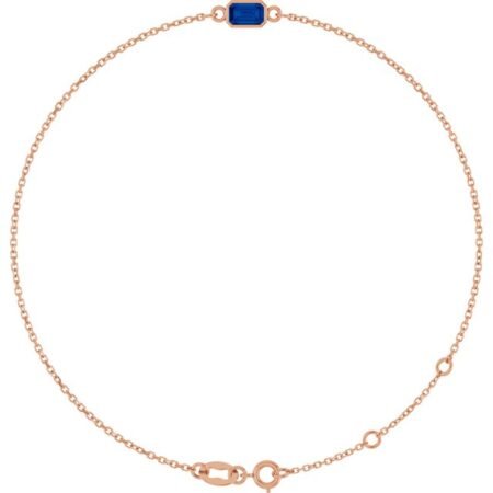 14k Rose Natural Blue Sapphire 6 1/2-7 1/2' Bracelet