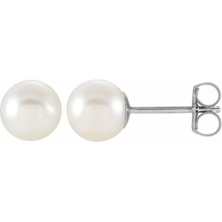 14k White Cultured White Freshwater Pearl Earrings