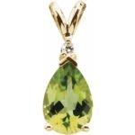 14k Yellow Natural Peridot & .04 Ct Natural Diamond Pendant