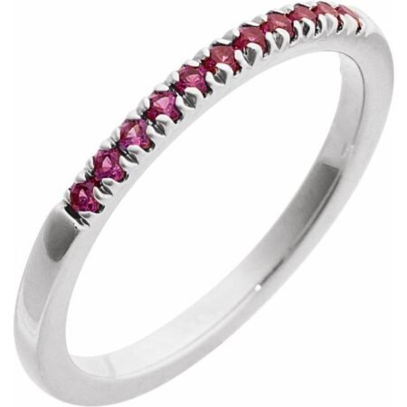 14k White Lab-grown Ruby Stackable Ring