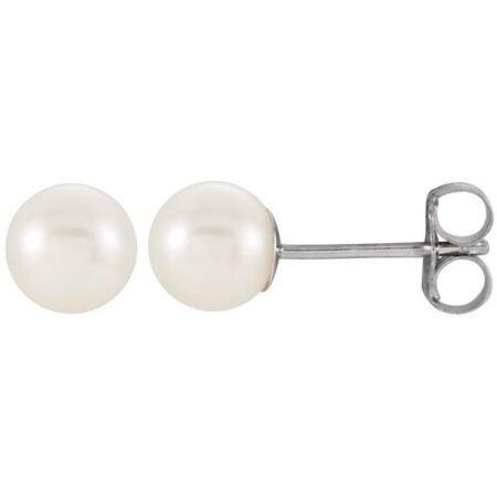 14k White Cultured White Freshwater Pearl Earrings