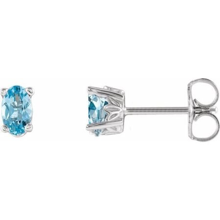 14k White Natural Aquamarine Earrings