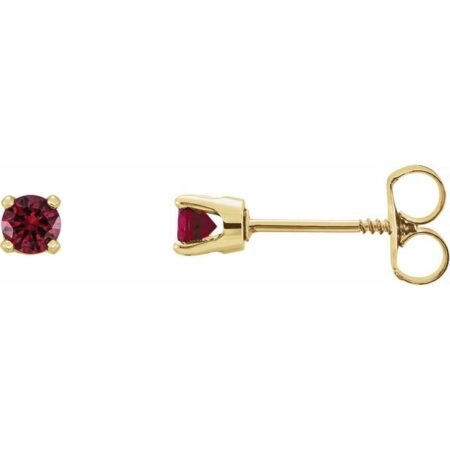 14k Yellow Imitation Mozambique Garnet Youth Earrings