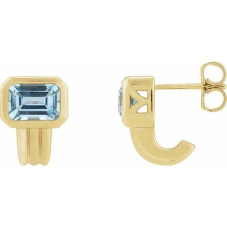 14k Yellow Natural Sky Blue Topaz Earrings