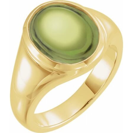 14k Yellow 10x8 Mm Natural Peridot Ring