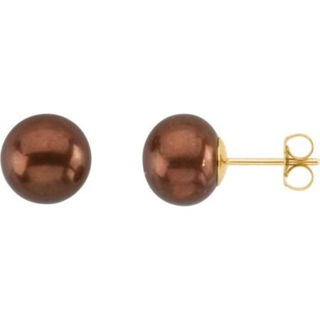 14k Yellow Cultured Chocolate Freshwater Pearl Earrings