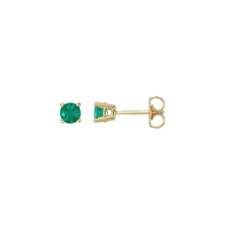 14k Yellow 4 Mm Lab-grown Emerald Earrings