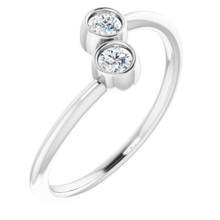 14k White 1/5 Ctw Natural Diamond Two-stone Ring