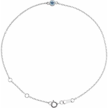 Platinum Natural Aquamarine Bezel-set Solitaire 6 1/2-7 1/2' Bracelet