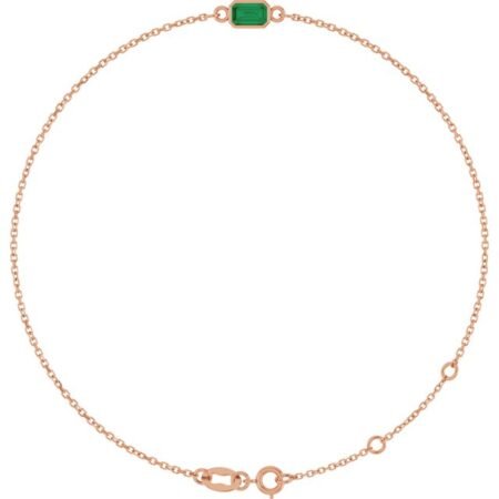 14k Rose Natural Emerald 6 1/2-7 1/2' Bracelet