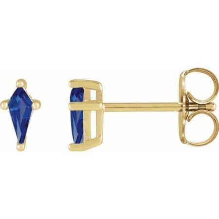 14k Yellow Lab-grown Blue Sapphire Earrings