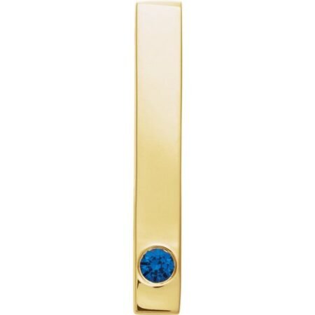 14k Yellow Natural Blue Sapphire Family Engravable Bar Pendant
