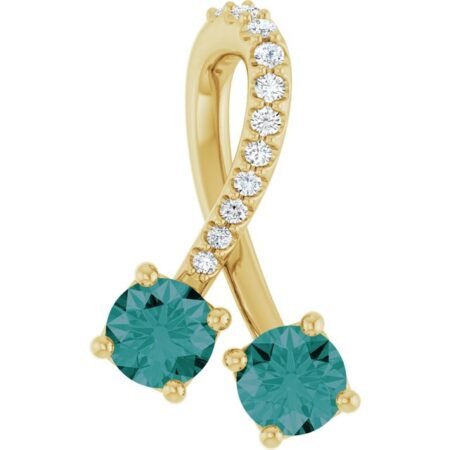 14k Yellow Lab-grown Alexandrite & .05 Ctw Natural Diamond Pendant