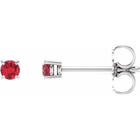 14k White 2.5 Mm Natural Ruby Earrings