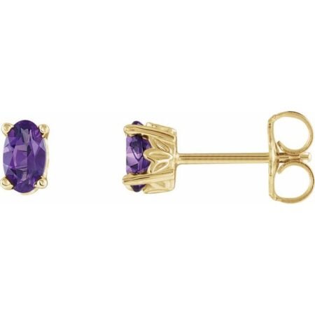14k Yellow Natural Amethyst Earrings