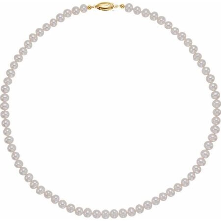 14k Yellow Panache® Cultured White Freshwater Pearl 18' Necklace