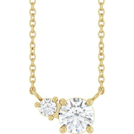 14k Yellow Lab-grown Moissanite & .06 Ct Natural Diamond 18' Necklace