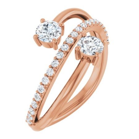 14k Rose 3/4 Ctw Lab-grown Diamond Two-stone Ring