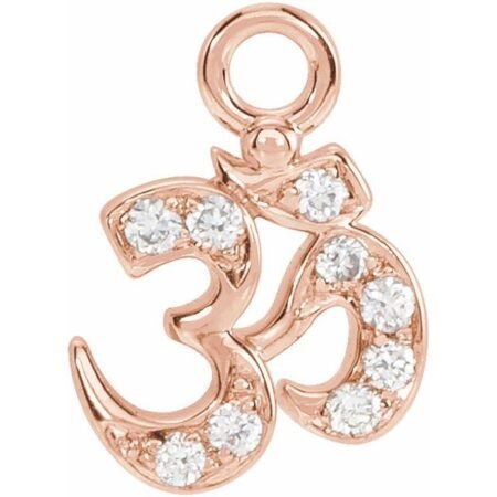 14k Rose Petite Pavé™ .035 Ctw Natural Diamond Om Dangle
