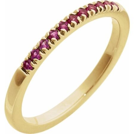 14k Yellow Lab-grown Ruby Stackable Ring