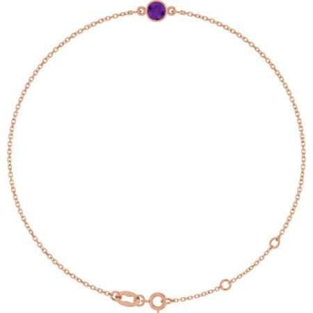 14k Rose Natural Amethyst 6 1/2-7 1/2' Bracelet